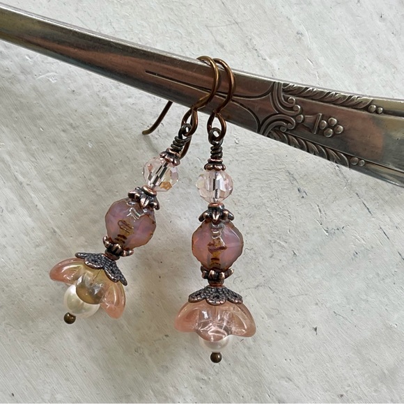 ARTISAN Earrings “Dusty Rose” - Dangles - Picture 3 of 11